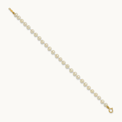 3- White Semi Round Freshwater Cultured Pearl Bracelet, 14K