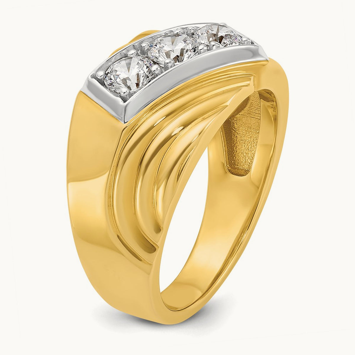 w/ RH IBGoodman Men's Polished & Grooved Diamond Ring — photo set