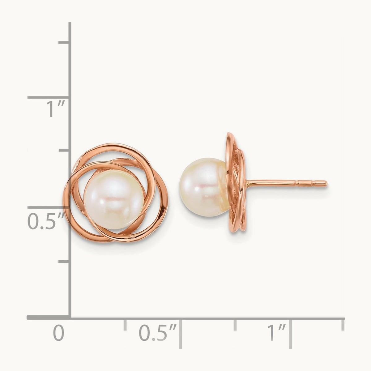 RG 6- Rnd South Sea Saltwater Cultured Pearl Post Earrings, 7mm, 14K