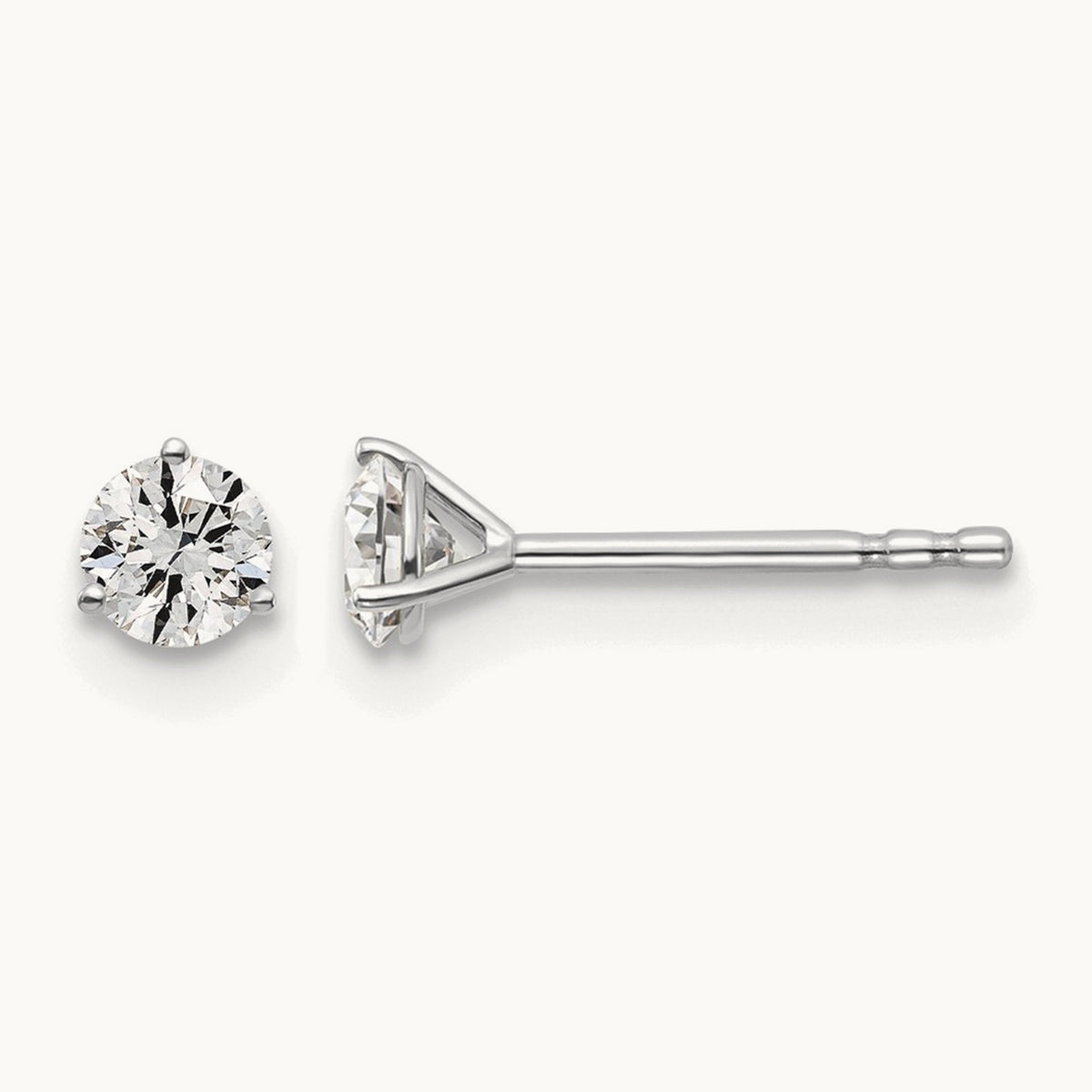 Round Stud Earrings, 0.10-6.00 ct tw Lab-Grown Diamond — 3/8 ct, 14K White Gold