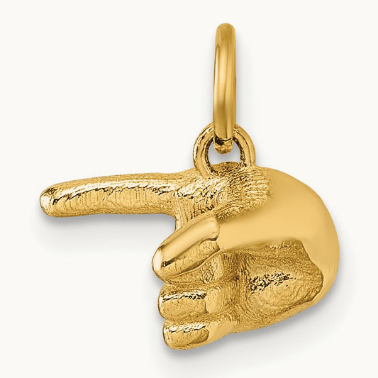 Polished 1-Finger Point Hand Pendant, 14K