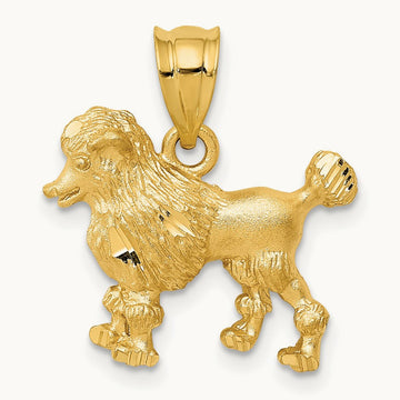 Poodle Dog Charm, 14K