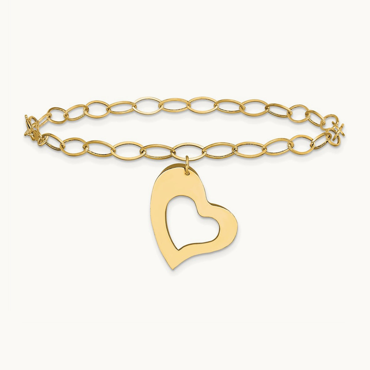 Dangle Heart Bracelet — 14K Yellow Gold, 7.25mm