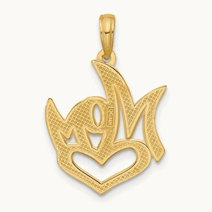Polished Mom And Heart Pendant, 14K