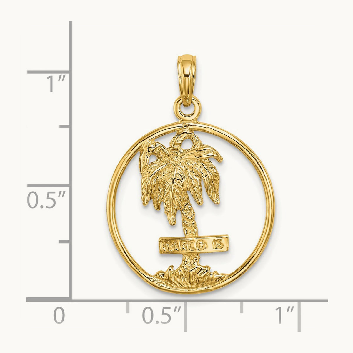 MARCO IS. Palm Tree Round Charm, 14K
