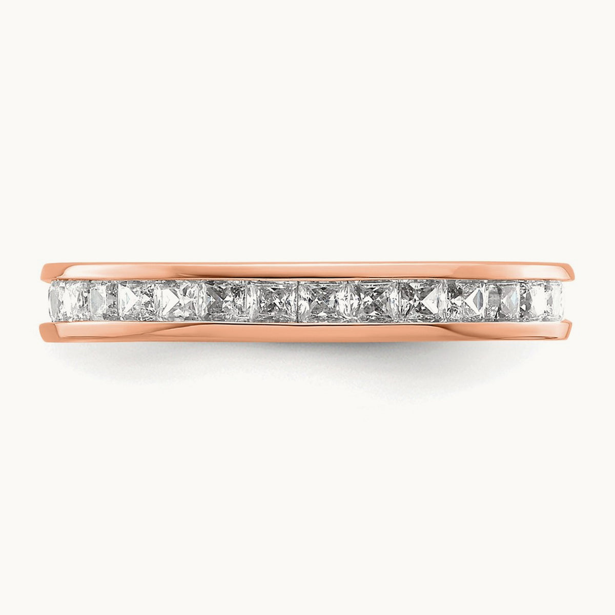 Polished Princess Channel Set Diamond Eternity Band, 1.00 ct tw, 14K Gold — 14K Rose Gold