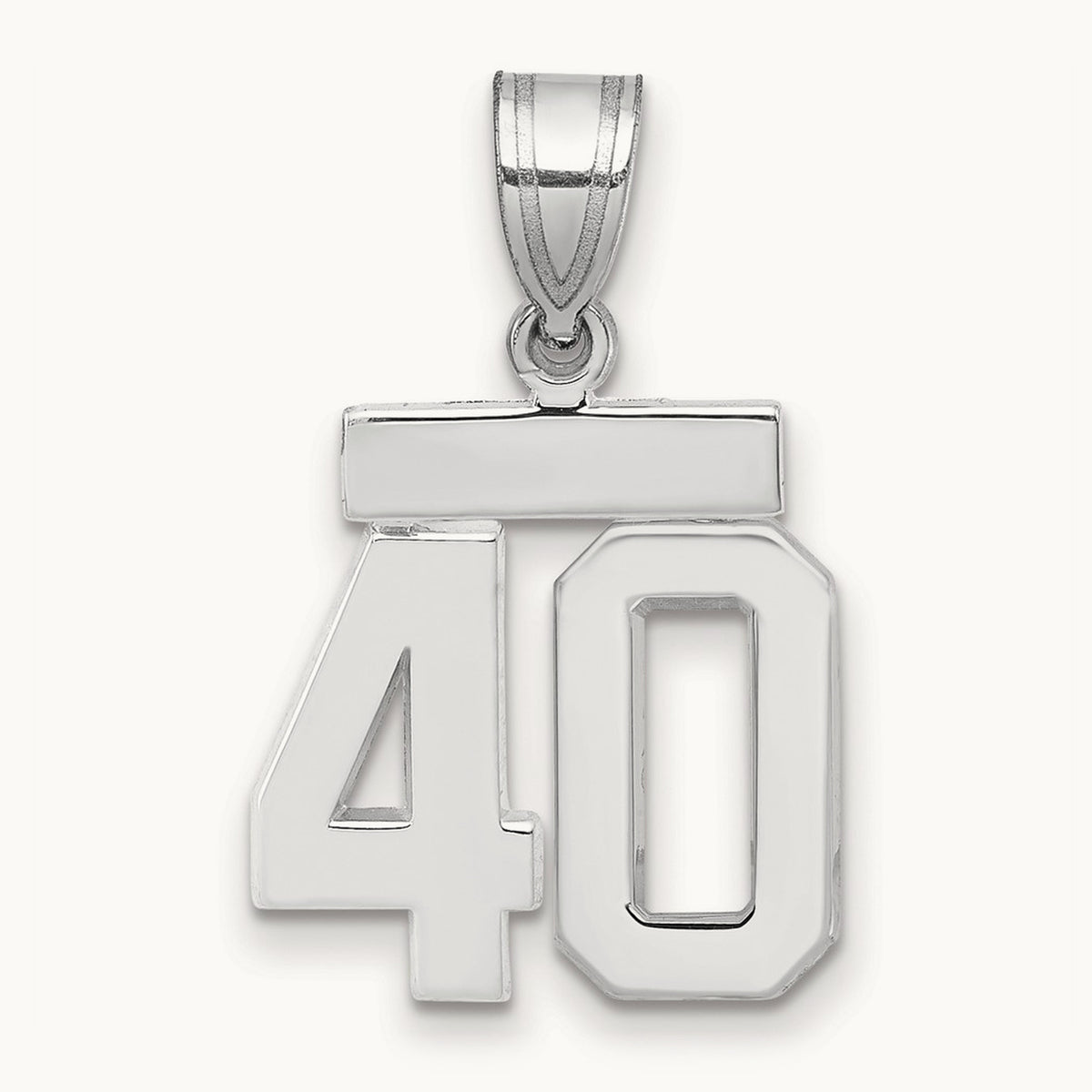 Small Polished Number 40 Charm — 14K White Gold