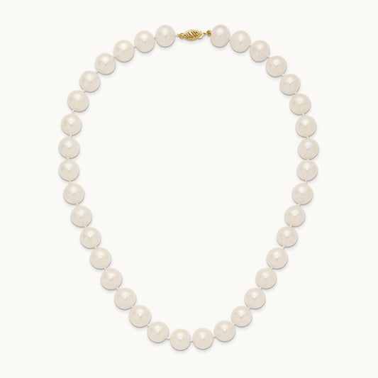 11- White Near Round Freshwater Cultured Pearl Necklace, 14K