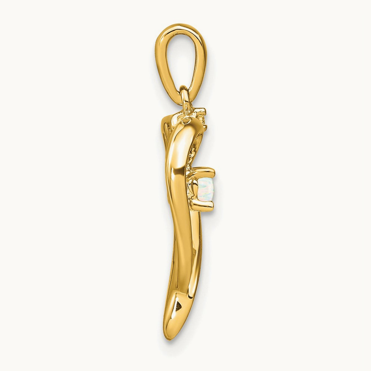 Created Opal and Diamond Heart Pendant, 14K