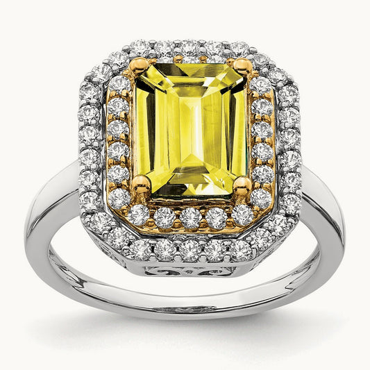 Created Sapphire Ring, 0.50 ct tw Lab-Grown Diamond