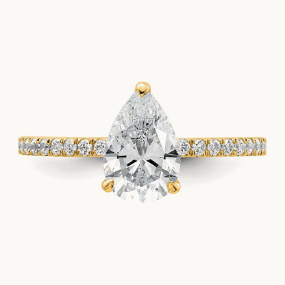 Pear Solitaire Engagement Ring, 1.25-4.75 ct tw Lab-Grown Diamond — 1 3/8 ct, 14K Yellow Gold