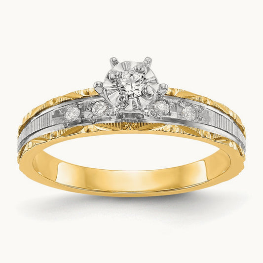 AA Quality Trio Complete Engagement Ring, 14K