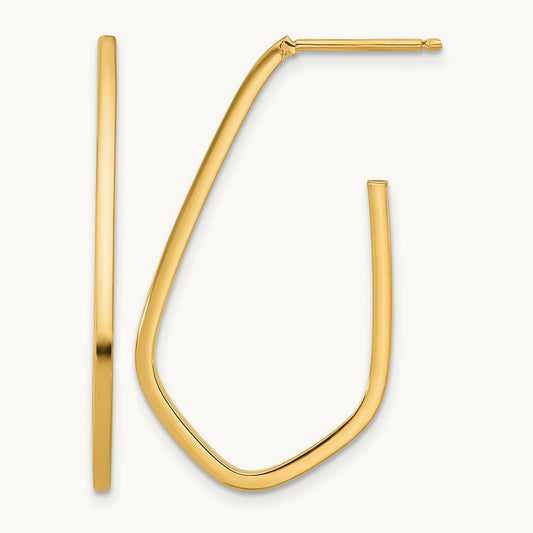 Polished Geometric Shaped J-Hoop Post Earrings — 18.75mm