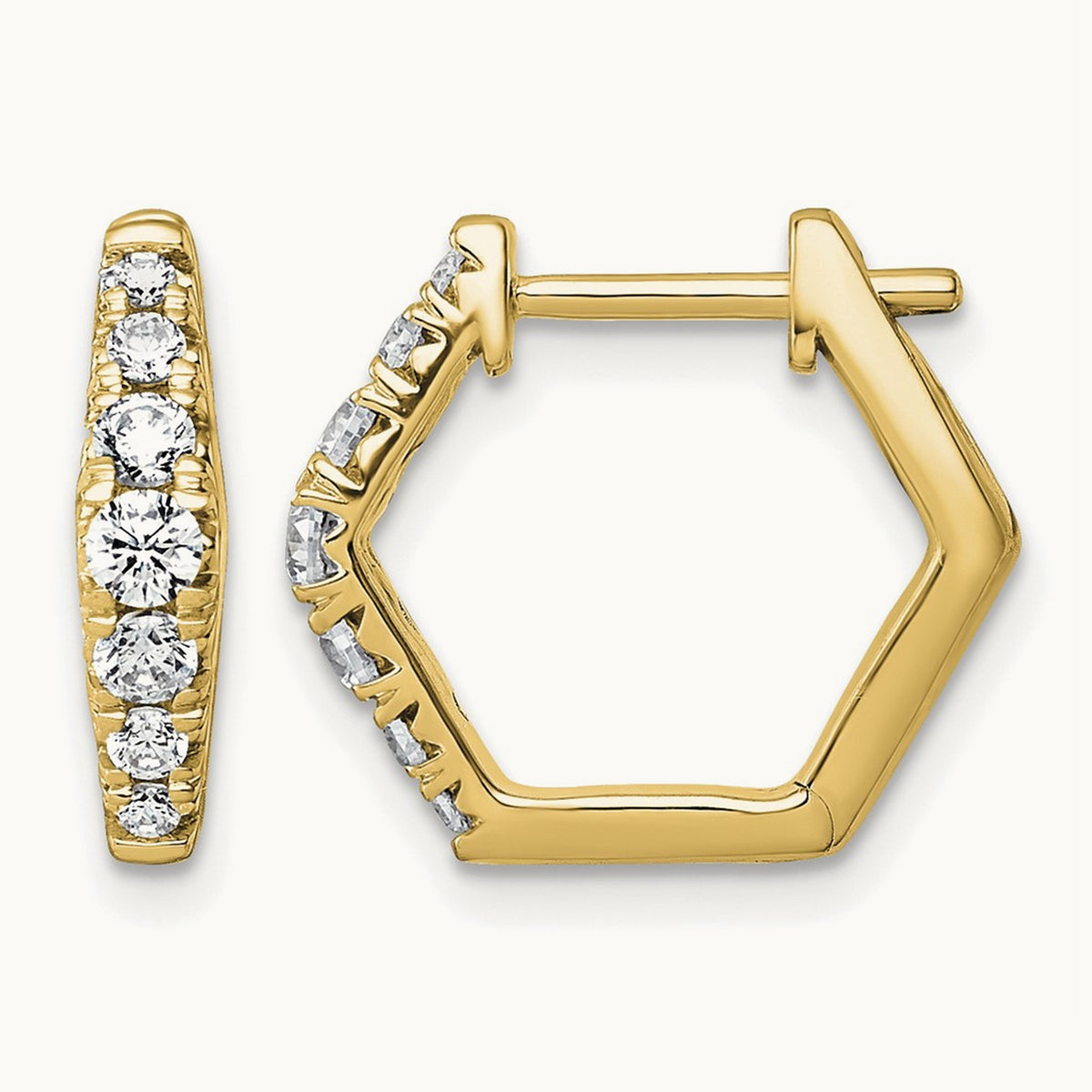 Fashion Hoop Earrings, 0.50-1.50 ct tw Lab-Grown Diamond — 1/2 ct, 14K Yellow Gold