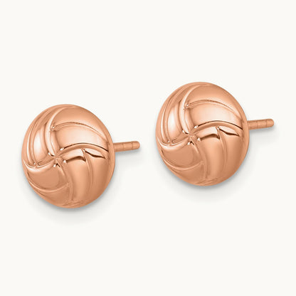 Polished Textured Post Earrings — 14K Rose Gold
