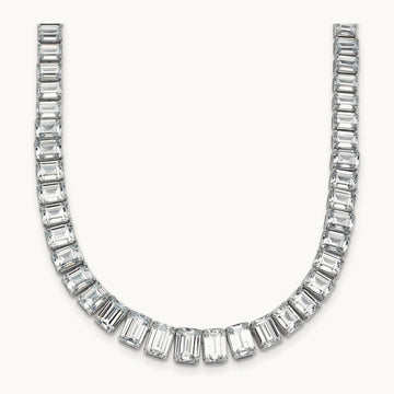 Emerald Graduated Tennis Necklace, 29.25 ct tw Lab-Grown Diamond