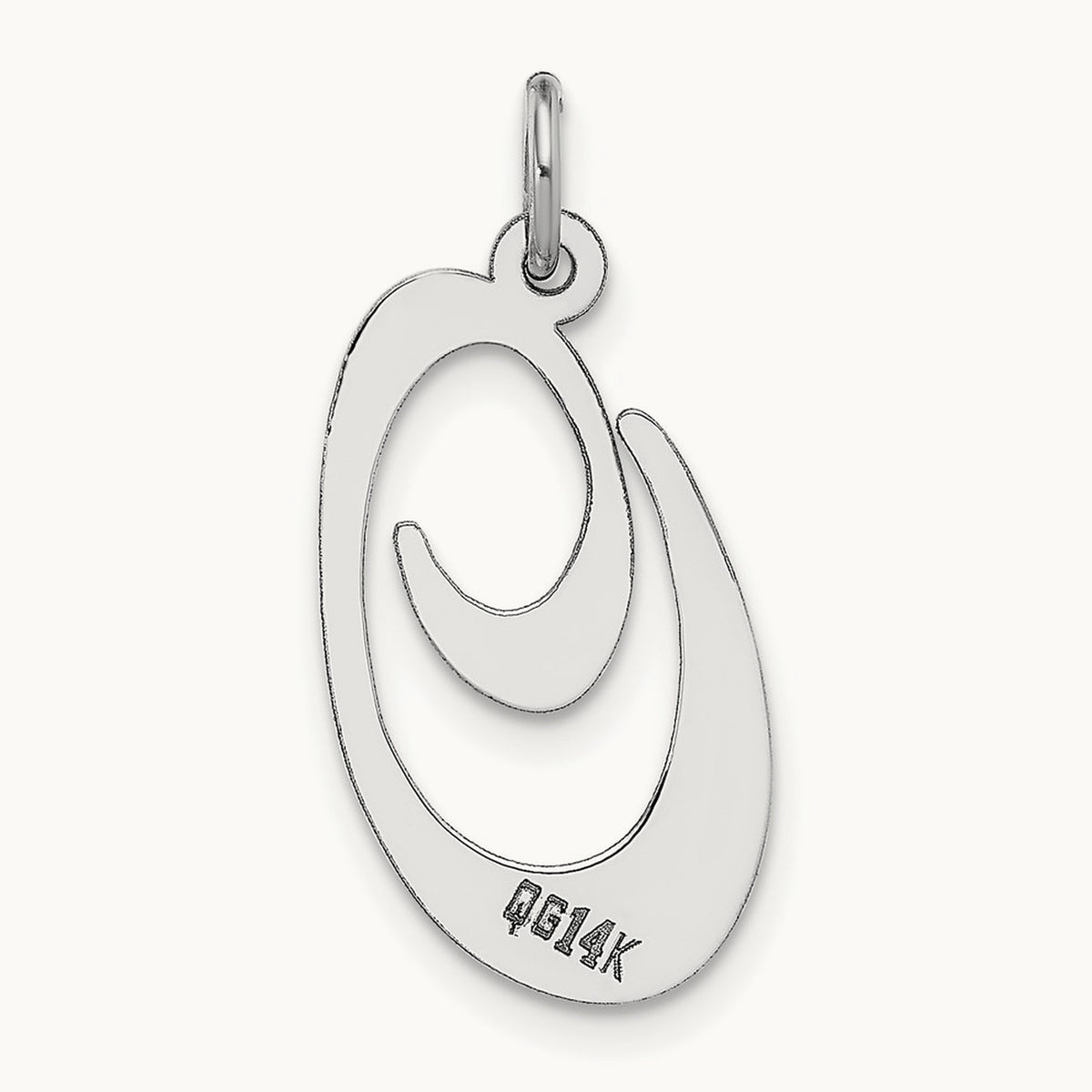 Large Fancy Script Initial Charm — 14K White Gold, O