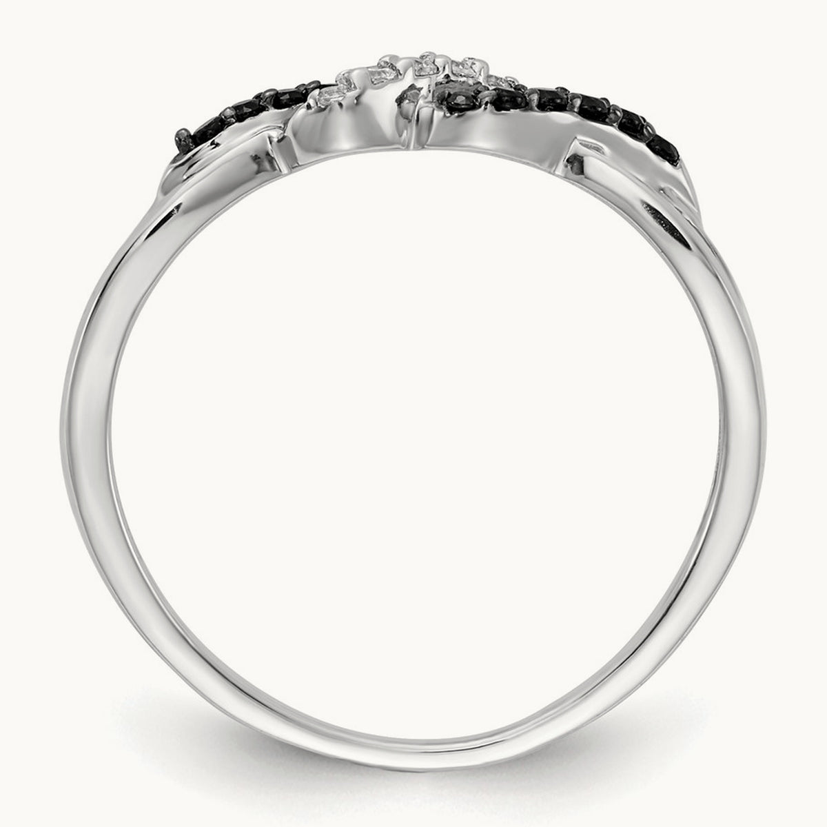 w/ Black and White Diamond Twist Ring, 14K White Gold