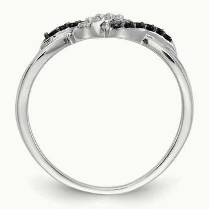 w/ Black and White Diamond Twist Ring, 14K White Gold