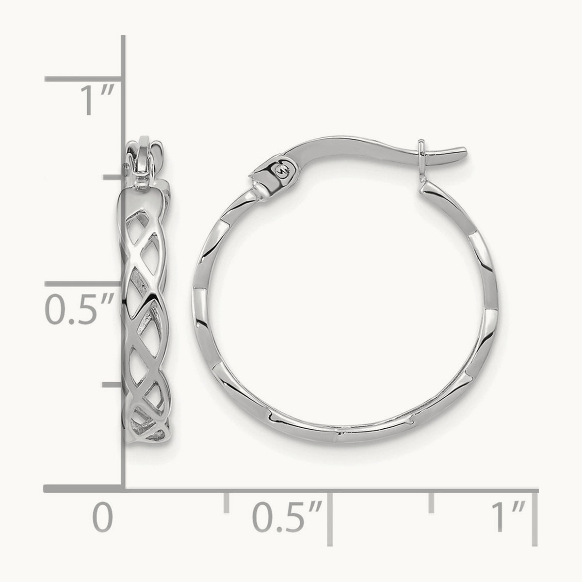 Polished Intertwined Filigree Hoop Earrings — 14K White Gold