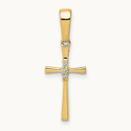 .02ct. Diamond Cross Pendant, 14K