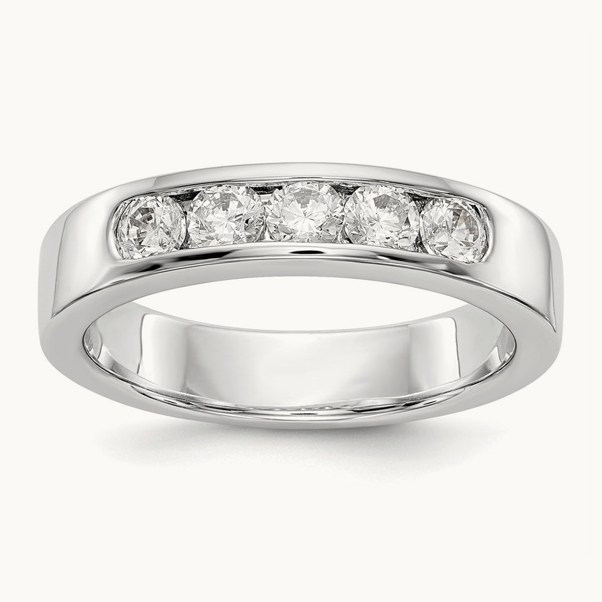 Setting: 5- Stone Closed Channel Band Mounting, 3.1mm — 14K White Gold