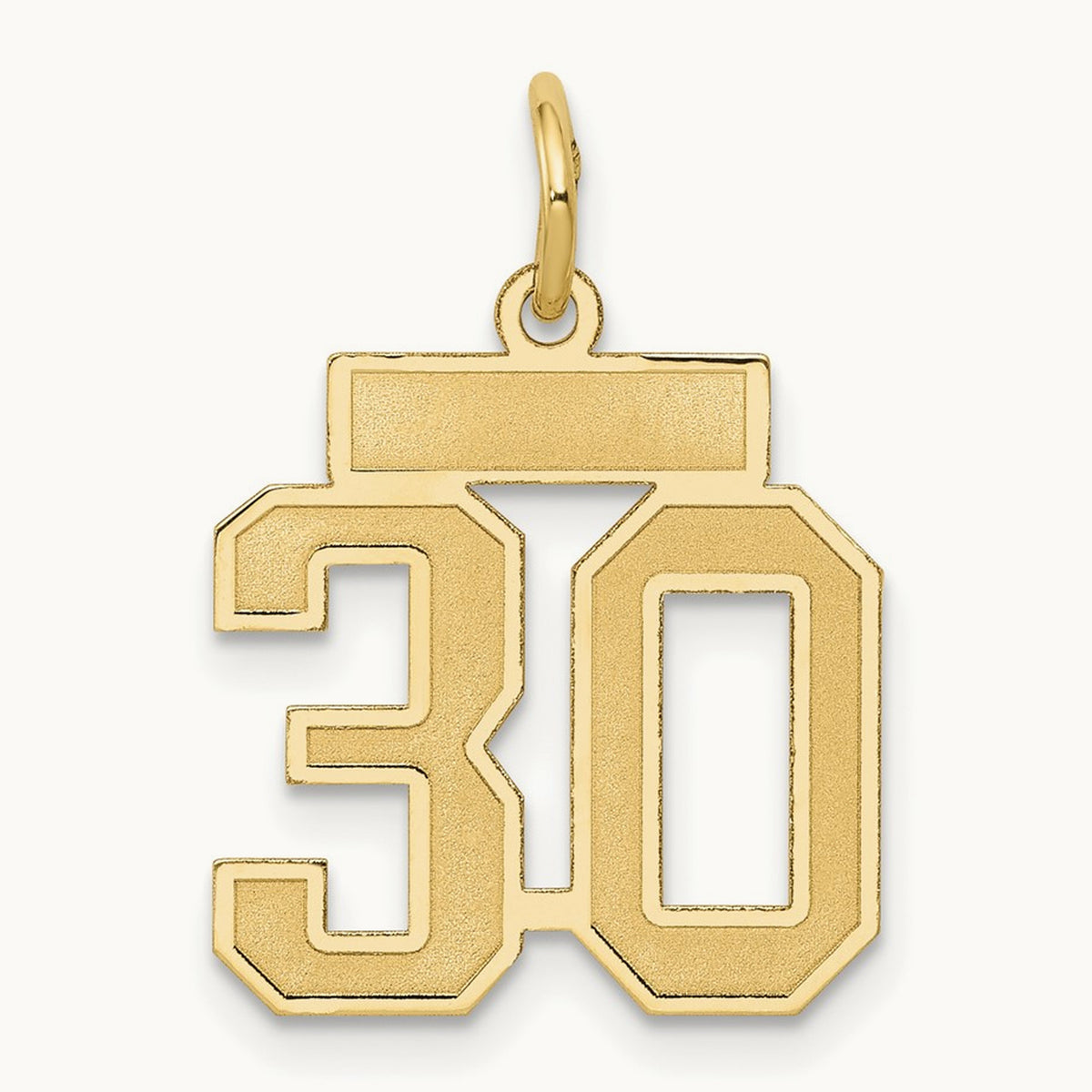Small Satin Number 30 Charm, 14K