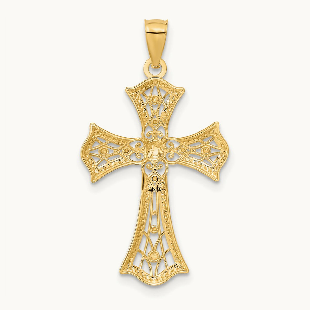 w/Rhodium Diamond-Cut Cross Pendant, 14K