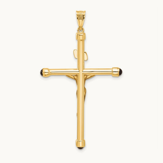 Polished Crucifix Onyx Pendant, 14K