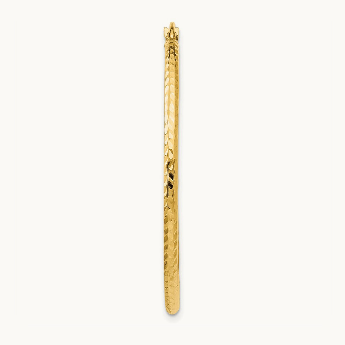 Single 14k Diamond-cut Round Tube Hoop Earring, 2mm