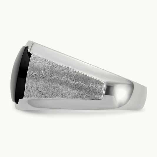 IBGoodman Men's Polished & Satin Onyx & Diamond Ring, 14K White Gold