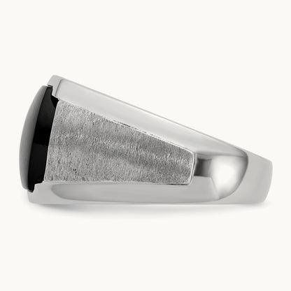IBGoodman Men's Polished & Satin Onyx & Diamond Ring, 14K White Gold