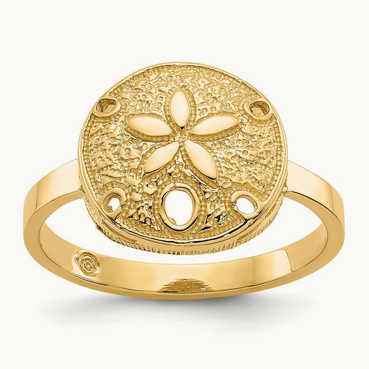 Polished Sand Dollar Ring, 14K