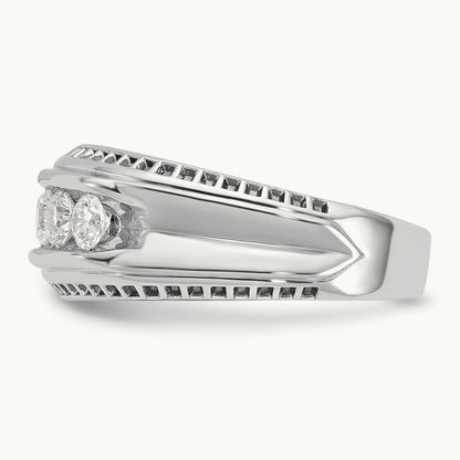 w/Black RH IBGoodman Men's Polished 5-Stone Diamond Ring, 14K White Gold
