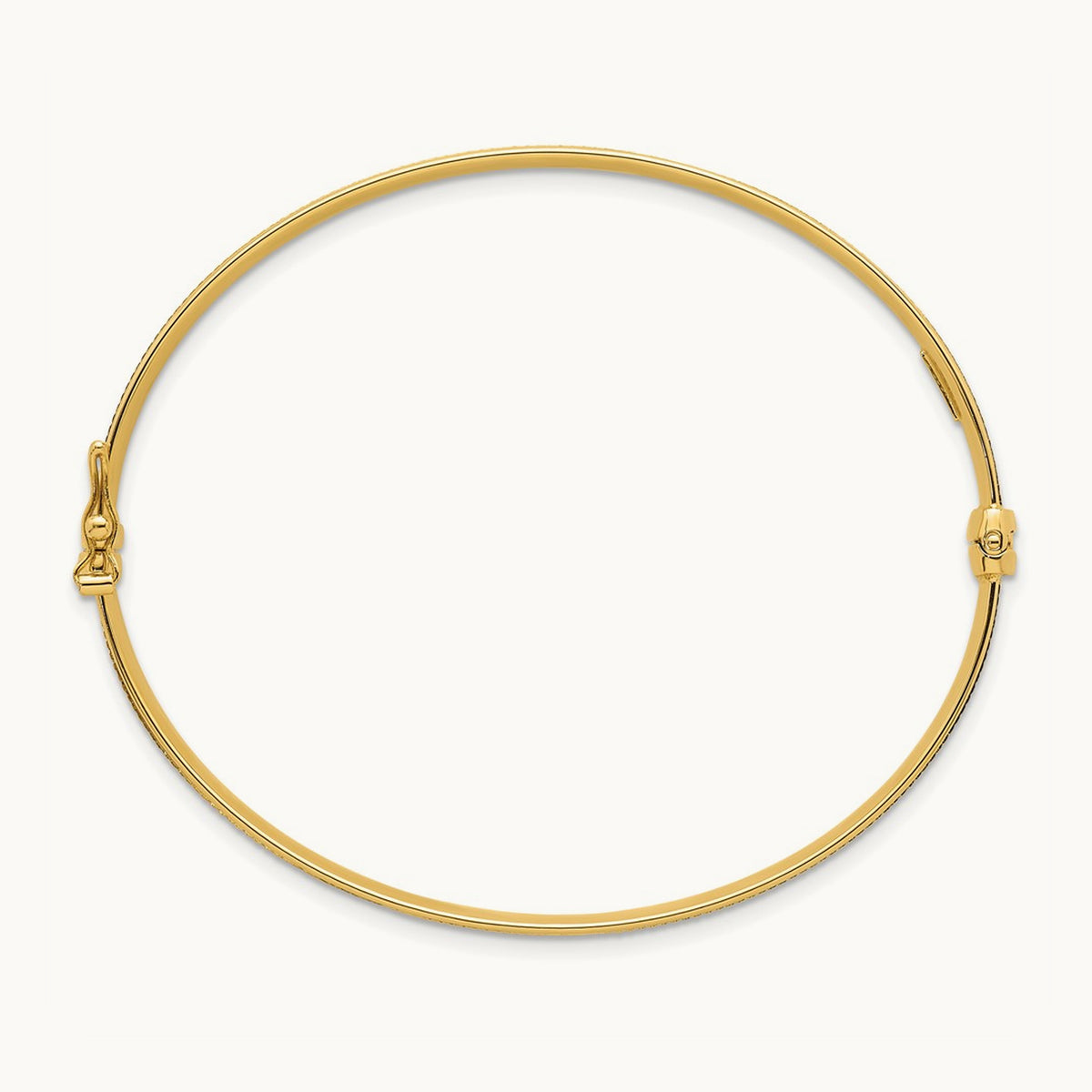 Polished Brushed and Textured Hinged Bangle, 14K