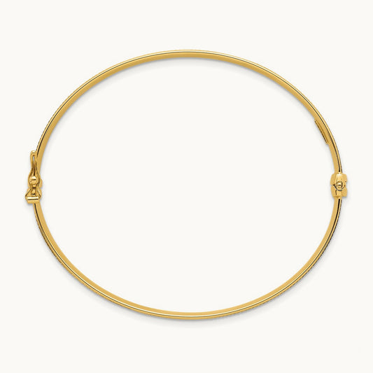 Polished Brushed and Textured Hinged Bangle, 14K