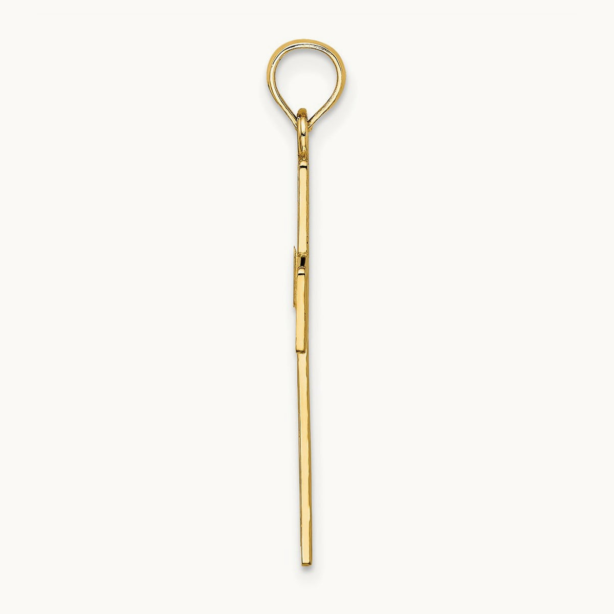 Polished Square Cross with Heart Design Charm — 14K Yellow Gold