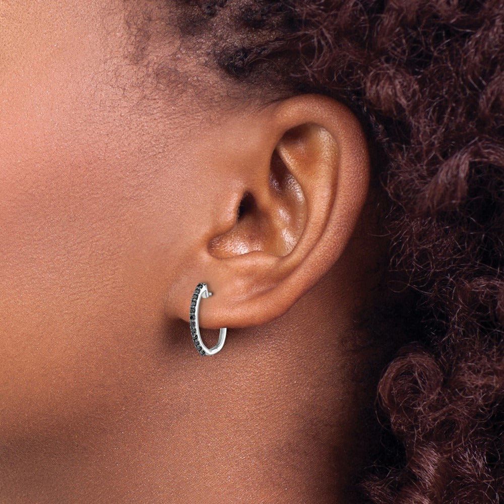 Black Diamond Hinged Hoop Earrings — photo set