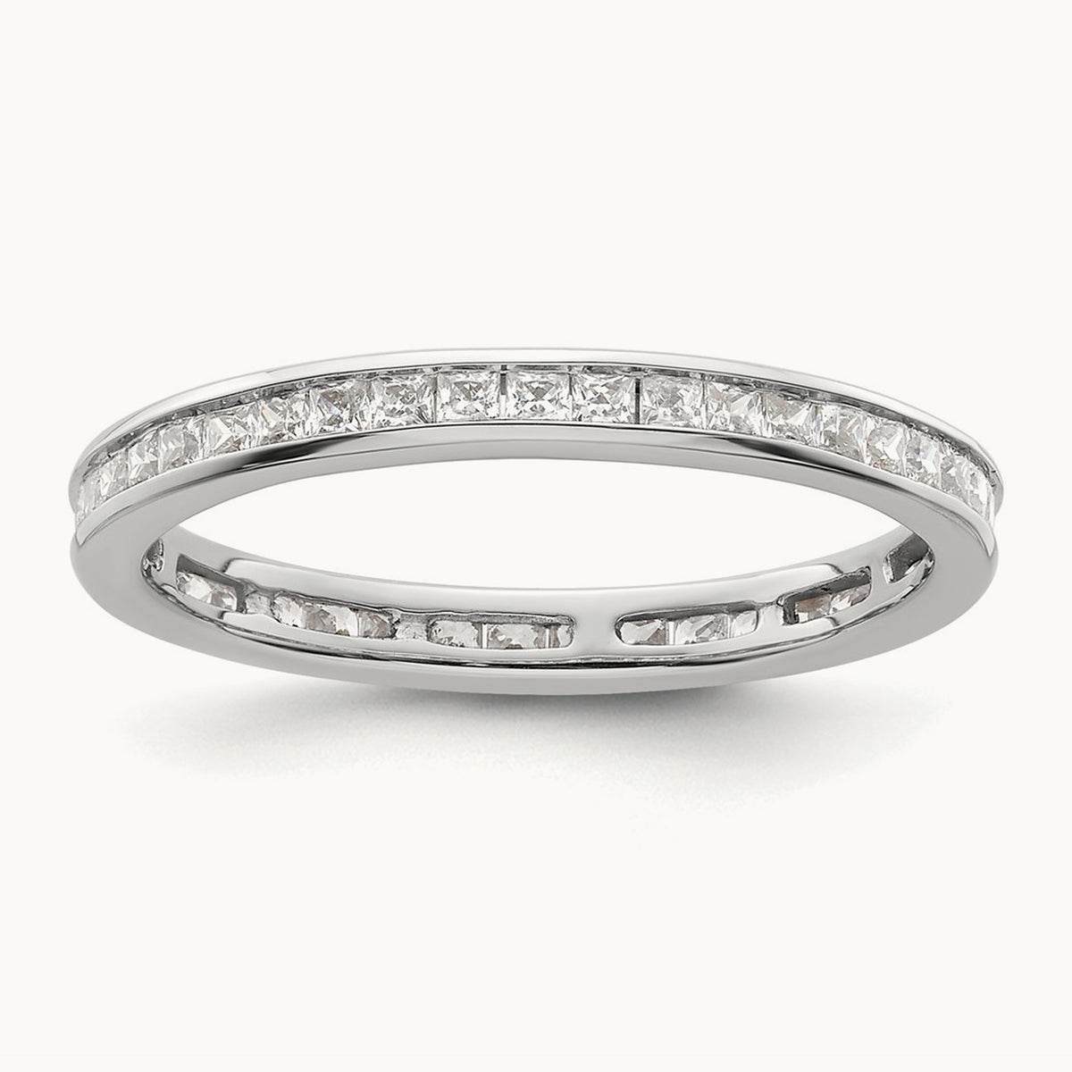 Polished 1ct Princess Channel Set Diamond Eternity Band, 14K Gold in 14K White Gold