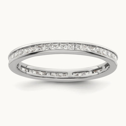 Polished 1ct Princess Channel Set Diamond Eternity Band, 14K Gold in 14K White Gold