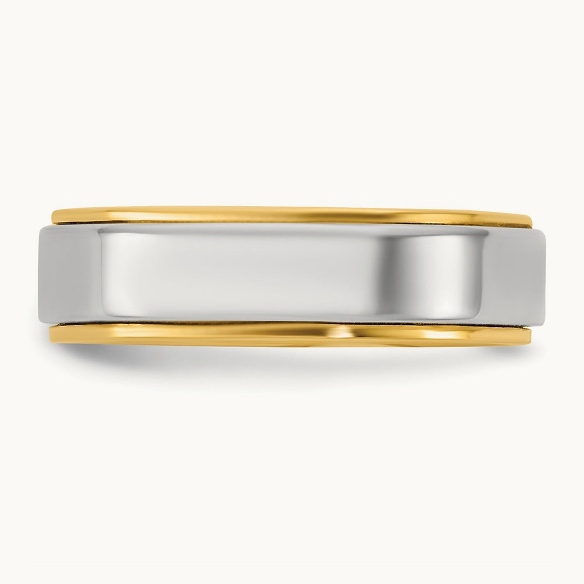 Y/W Step Edge Wedding Band, 6mm, 14K Two-tone