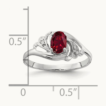 6x4mm Oval Created Ruby AA Diamond ring, 14K White Gold