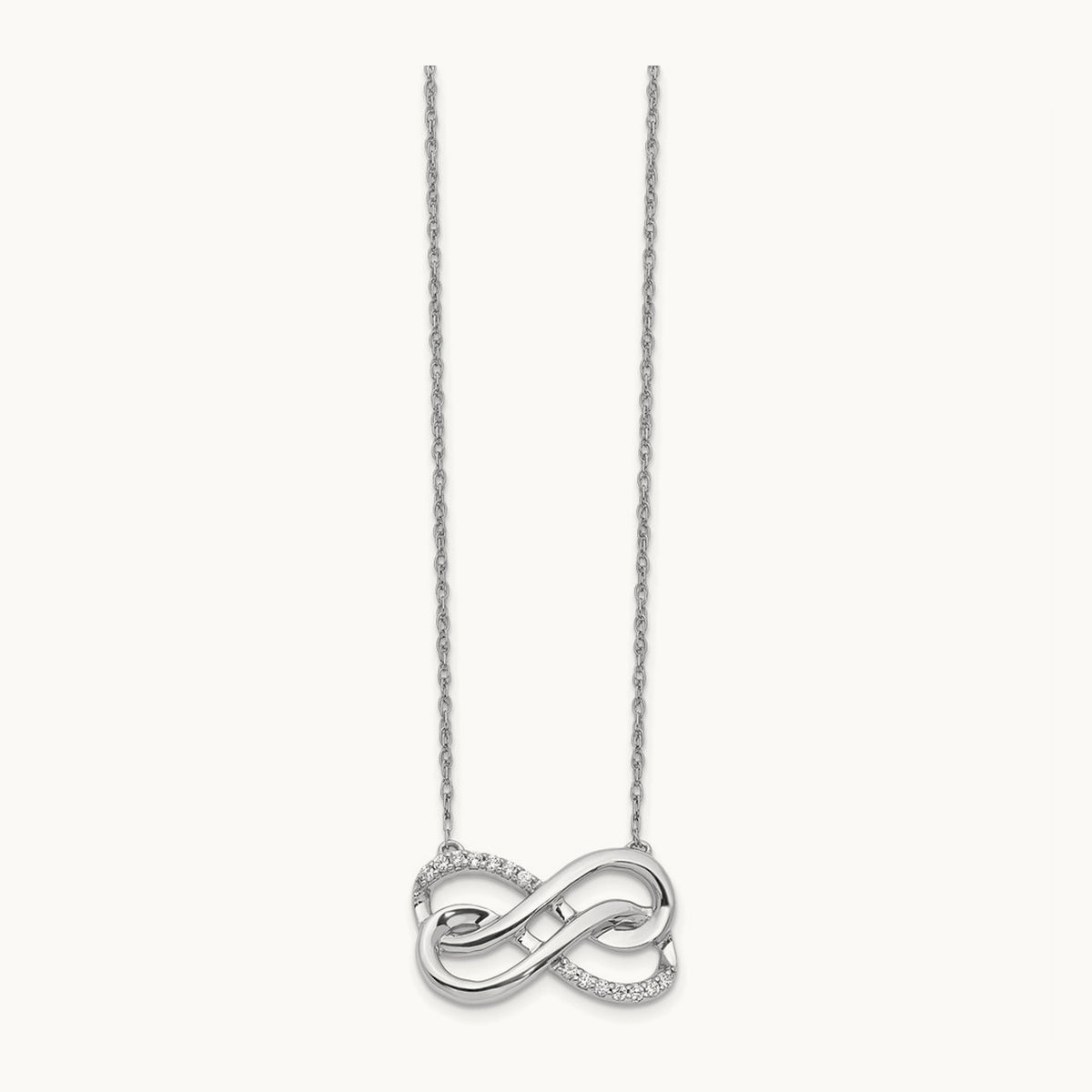 Diamond Double Infinity Symbol 18 inch Necklace, 14K White Gold