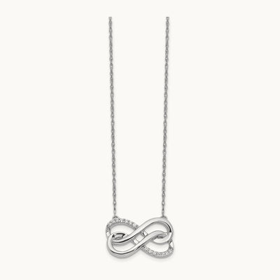 Diamond Double Infinity Symbol 18 inch Necklace, 14K White Gold