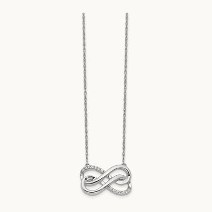 Diamond Double Infinity Symbol 18 inch Necklace, 14K White Gold