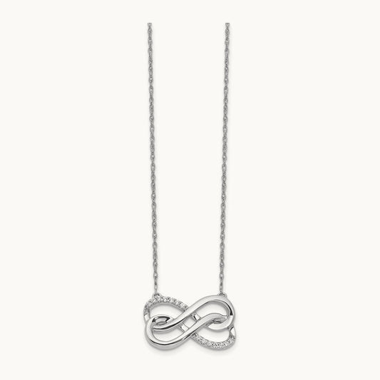 Diamond Double Infinity Symbol 18 inch Necklace, 14K White Gold
