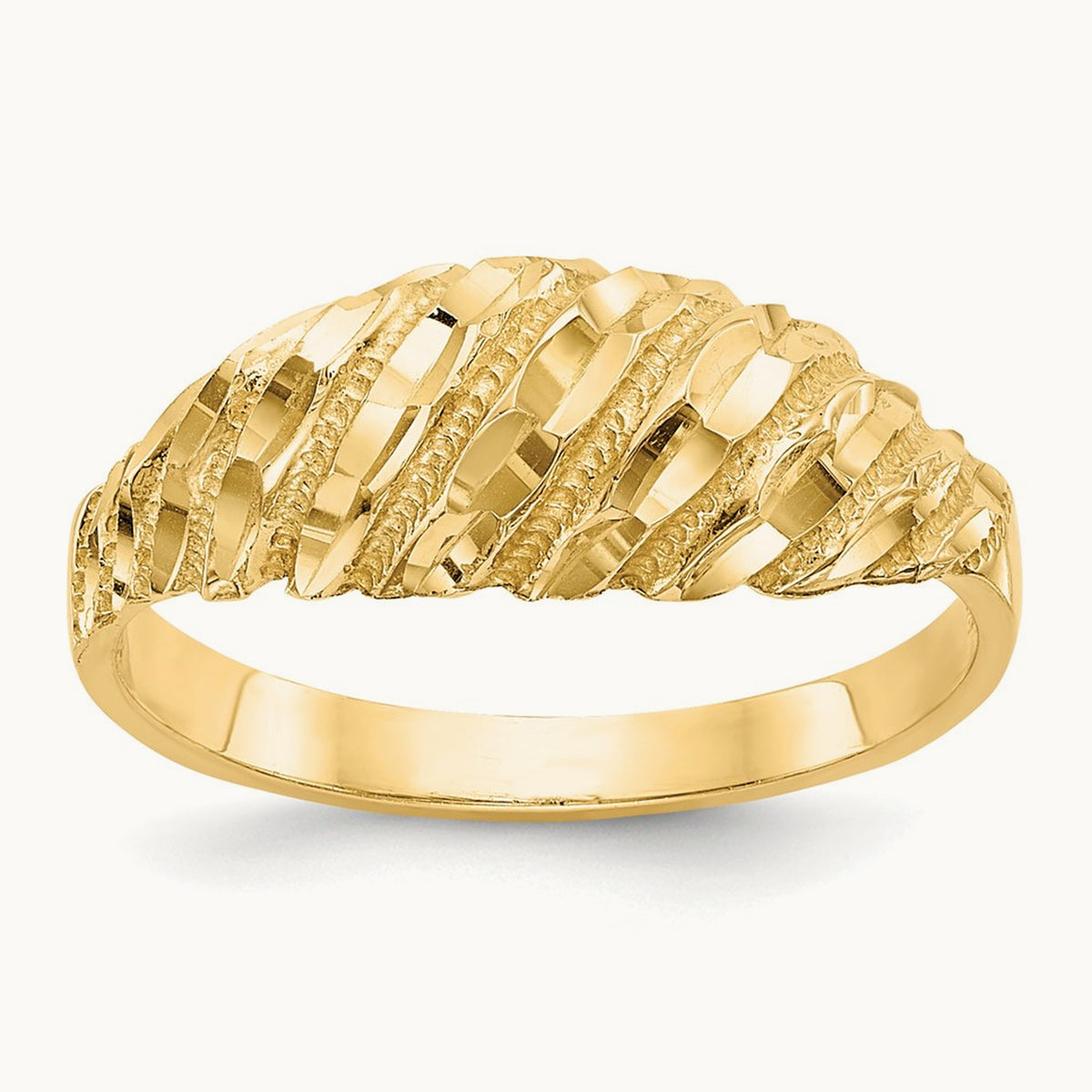 Diamond Cut Dome Ring, 14K