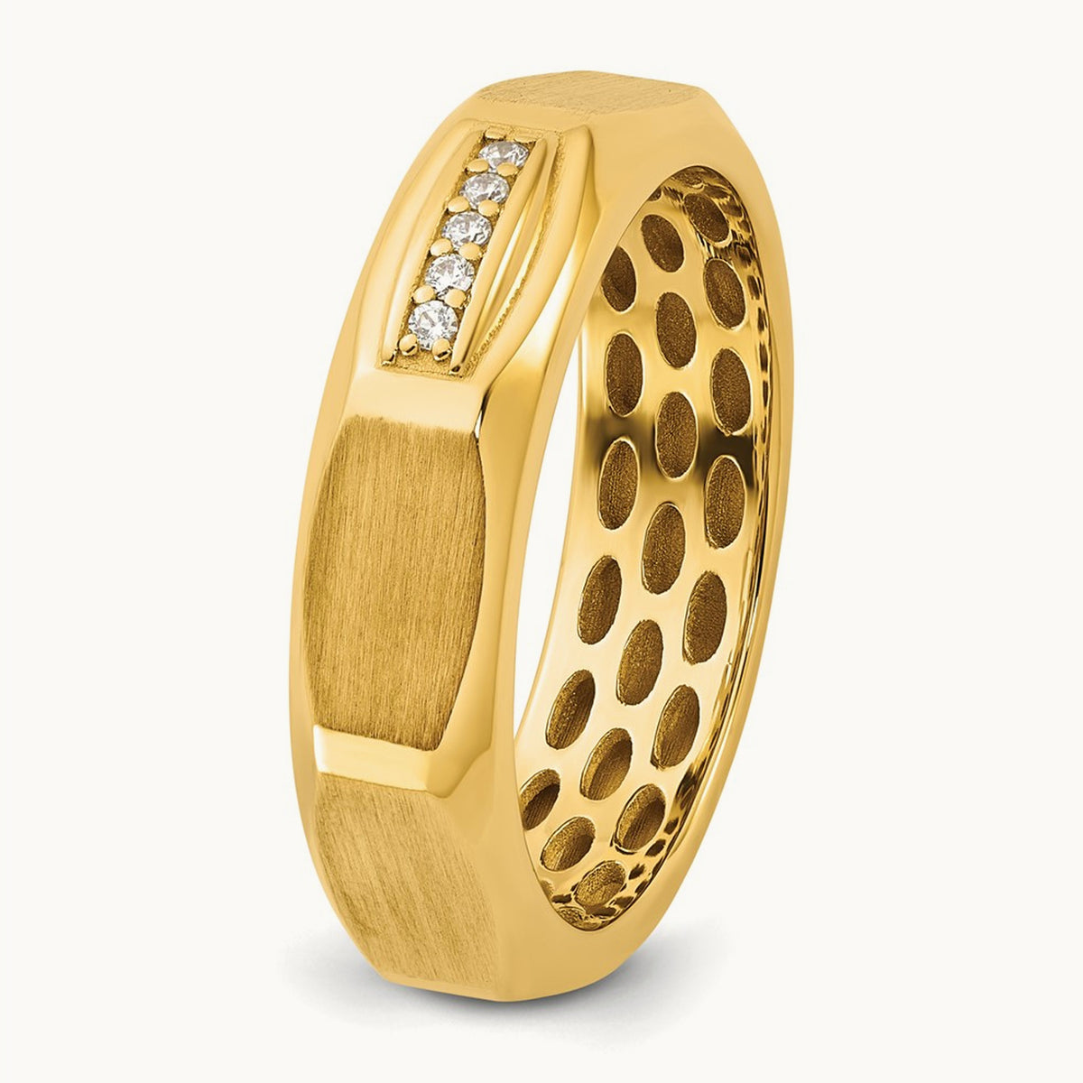 Setting: IB Goodman Men's Satin Diamond Ring Mounting, 14K Gold — 14K Yellow Gold