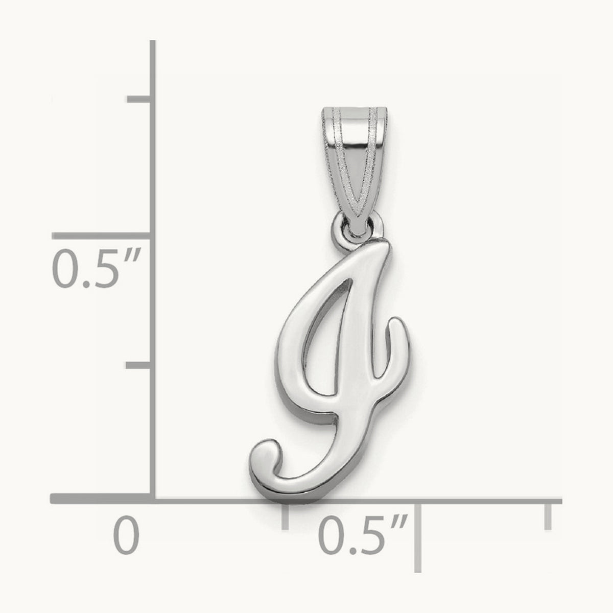 White Gold Script Letter I Initial Pendant, 14K White Gold