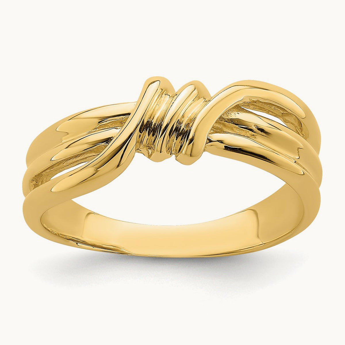 Polished Ribbed Band Ring, 14K